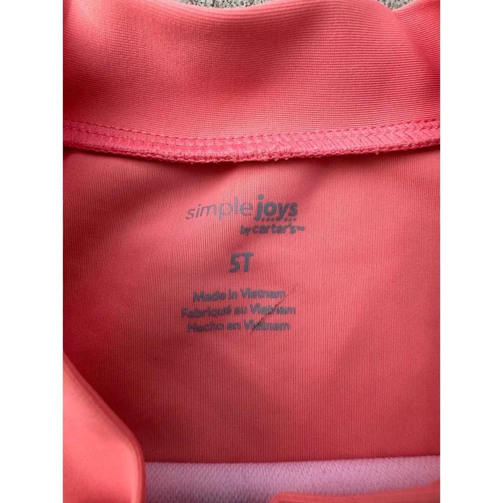Simple‎ Joys by Carters Girls 5T Rash Guard Coral Pink Narwhal Whale Shark Swim
